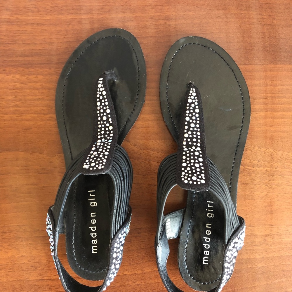 NEW || Madden Girl || Black & Rhinestone Sandal - Picture 2 of 4